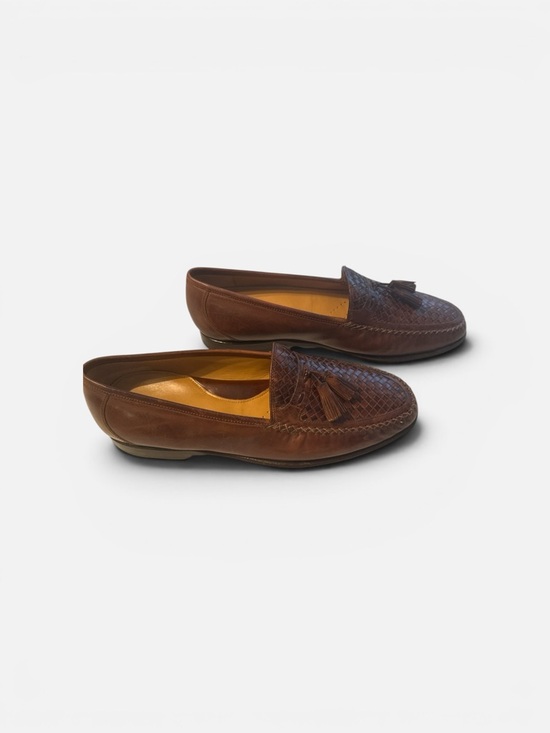 Johnston & Murphy Men\'s Brown Tassel Woven Leather Loafers main image 5